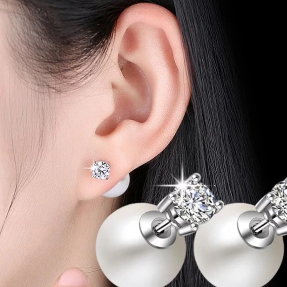 Sterling Silver 925 Pearl Earrings - Picture 3 of 3